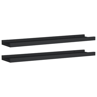 vidaXL Picture Frame Ledge Shelves 2 pcs Black 60x9x3 cm MDF