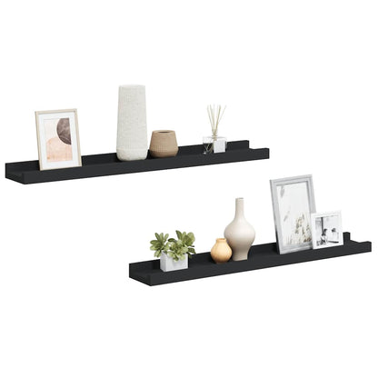vidaXL Frame Ledge Shelf | Set of 2 | Black | MDF | 60 cm | Storage | Wall Shelf