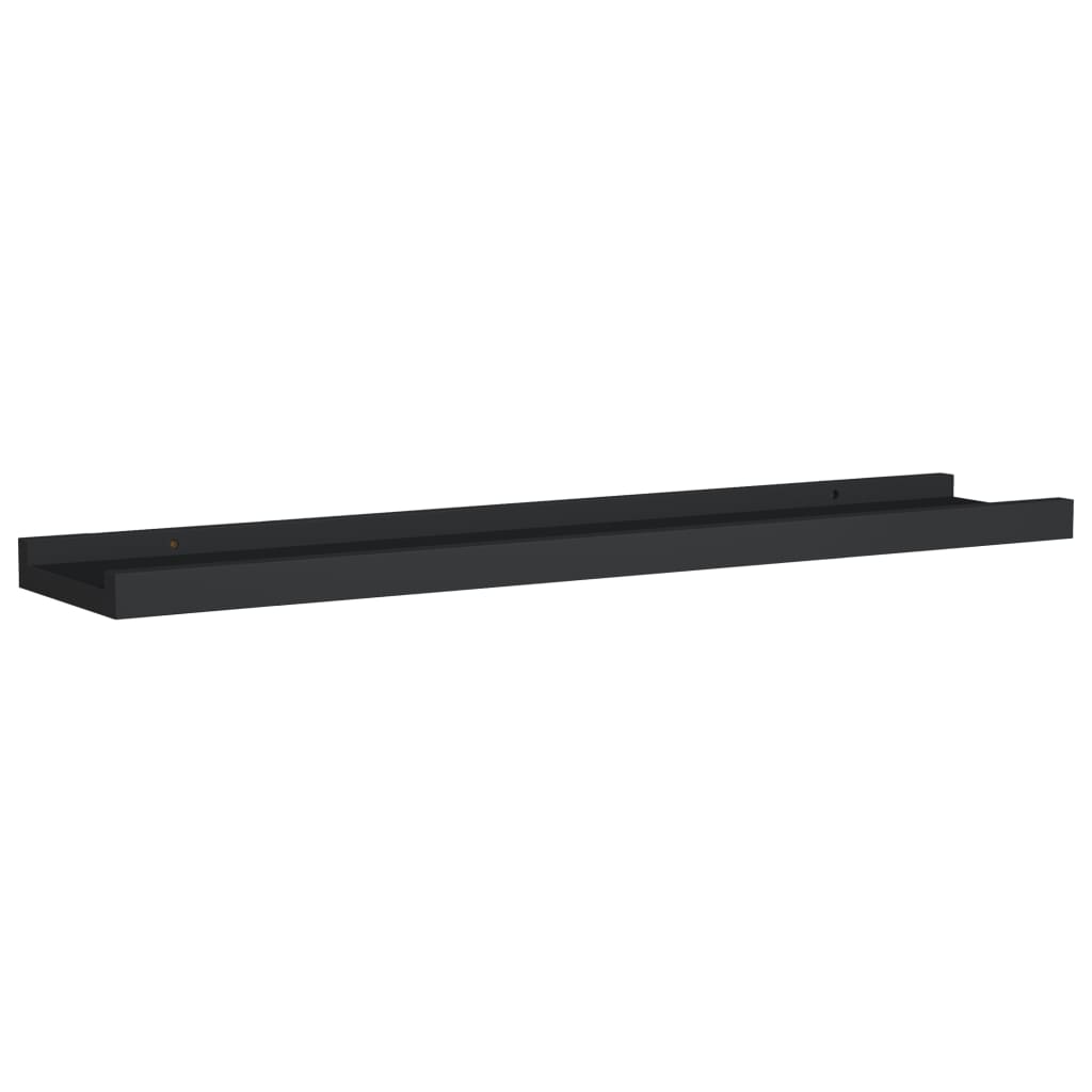 vidaXL Picture Frame Ledge Shelves 2 pcs Black 60x9x3 cm MDF