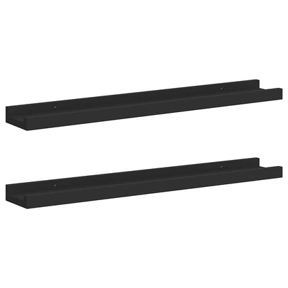 vidaXL Frame Ledge Shelf | Set of 2 | Black | MDF | 60 cm | Storage | Wall Shelf