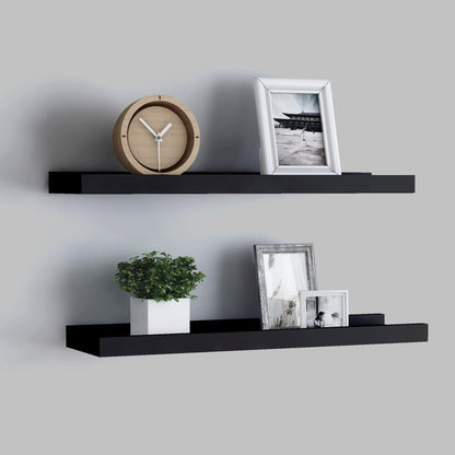 vidaXL Picture Frame Ledge Shelves 2 pcs Black 60x9x3 cm MDF