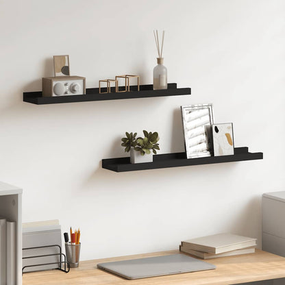 vidaXL Frame Ledge Shelf | Set of 2 | Black | MDF | 60 cm | Storage | Wall Shelf