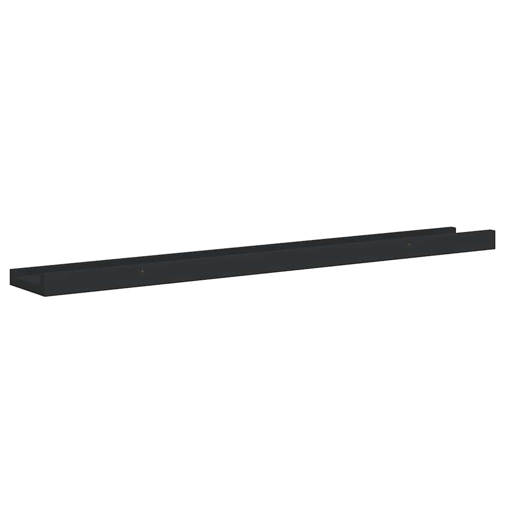 vidaXL Picture Frame Ledge Shelves 2 pcs Black 80x9x3 cm MDF