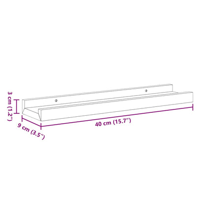 vidaXL Picture Frame Ledge Shelves 2 pcs Grey 40x9x3 cm MDF