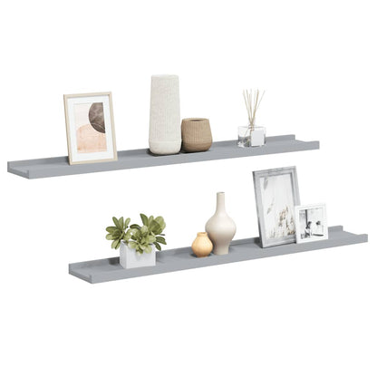 vidaXL Picture Frame Ledge Shelves 2 pcs Grey 80x9x3 cm MDF