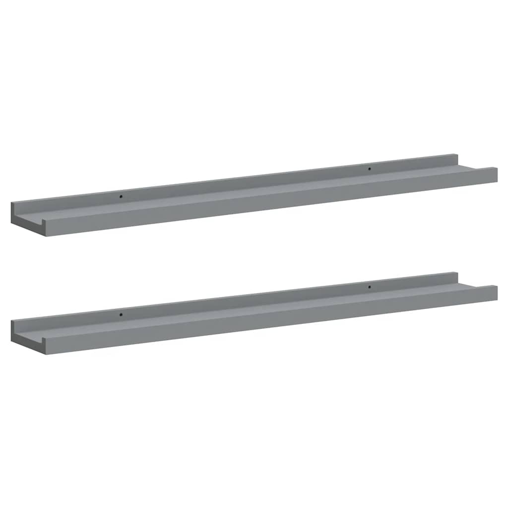 vidaXL Picture Frame Ledge Shelves 2 pcs Grey 80x9x3 cm MDF