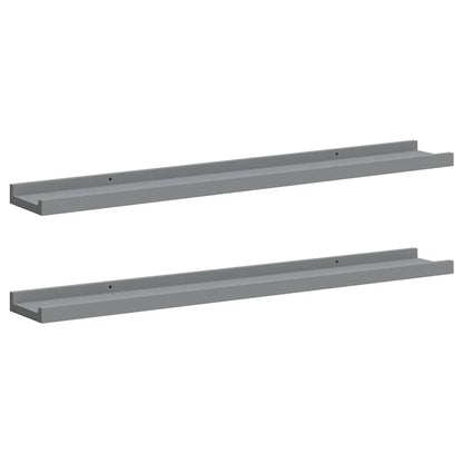 vidaXL Picture Frame Ledge Shelves 2 pcs Grey 80x9x3 cm MDF