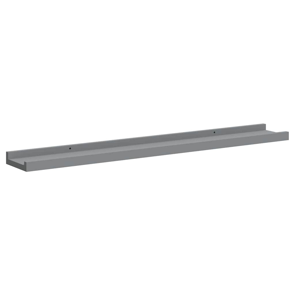 vidaXL Picture Frame Ledge Shelves 2 pcs Grey 80x9x3 cm MDF