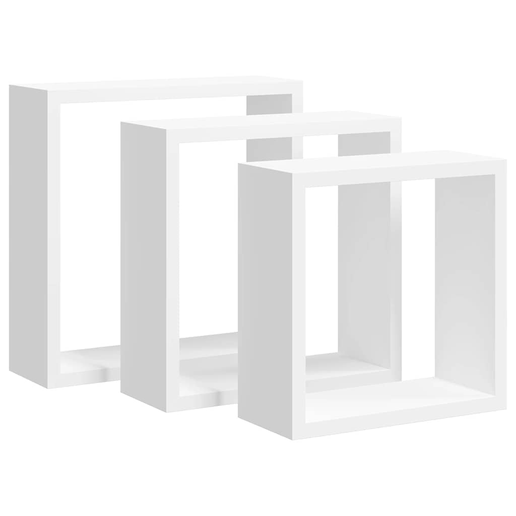 vidaXL Wall Cube Shelves 3 pcs White MDF
