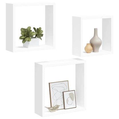 323949 vidaXL Wall Cube Shelves 3 pcs White MDF