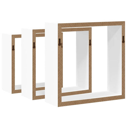 vidaXL Wall Cube Shelves 3 pcs White MDF