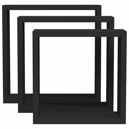 323950 vidaXL Wall Cube Shelves 3 pcs Black MDF