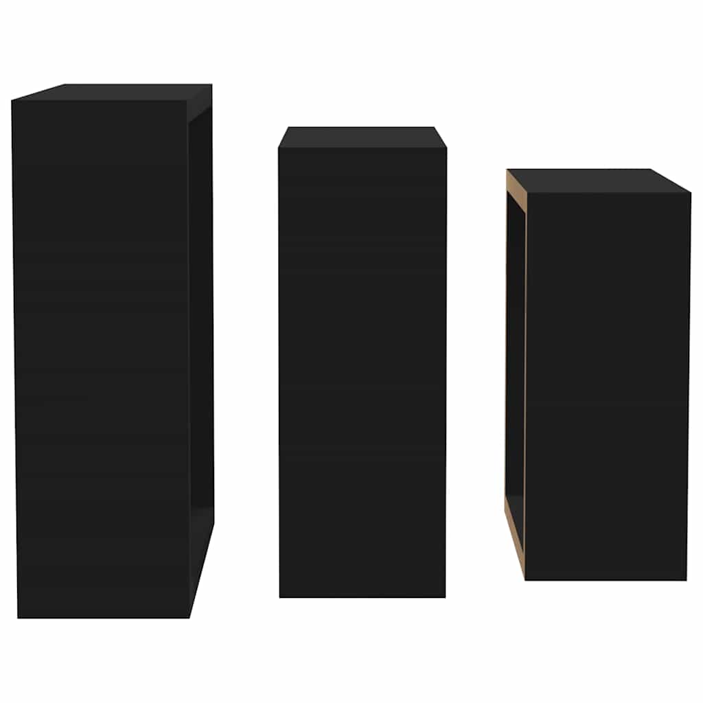 323950 vidaXL Wall Cube Shelves 3 pcs Black MDF