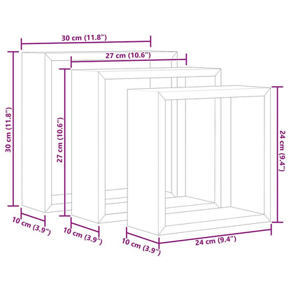 323950 vidaXL Wall Cube Shelves 3 pcs Black MDF