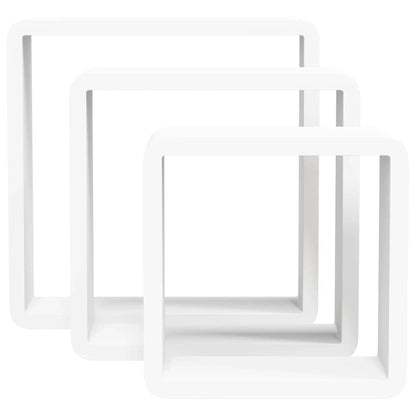 vidaXL Wall Cube Shelves 3 pcs White MDF