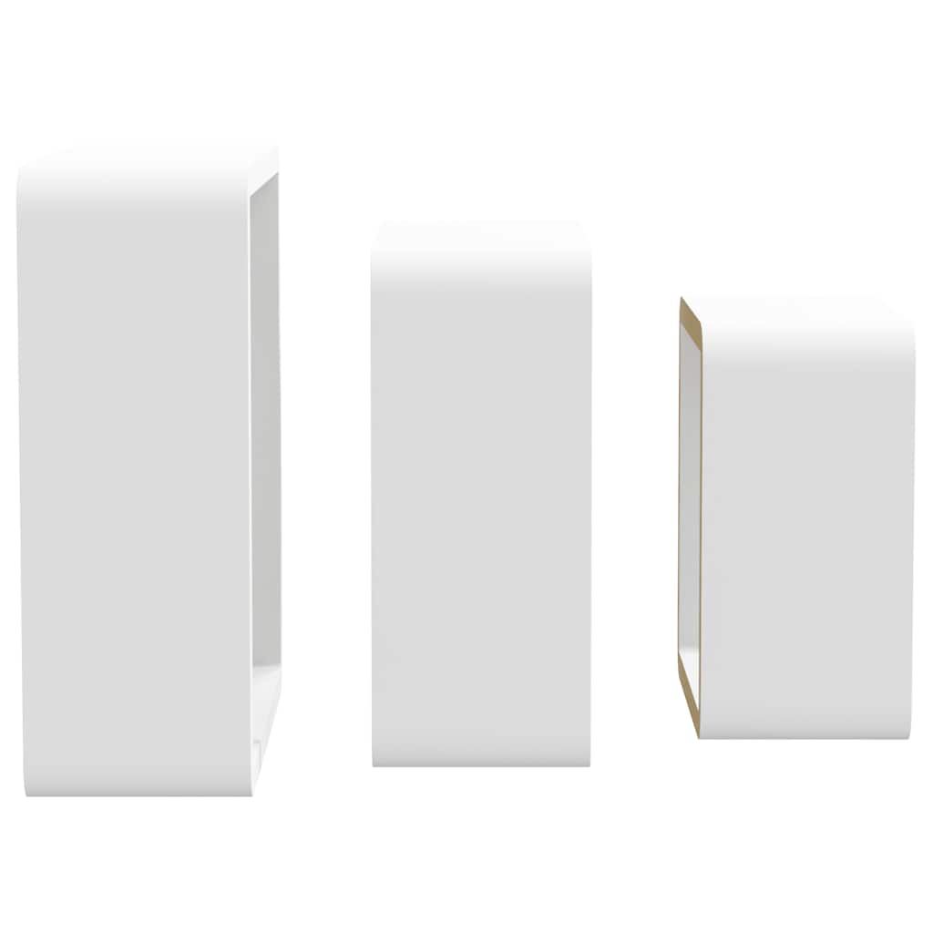 vidaXL Wall Cube Shelves 3 pcs White MDF