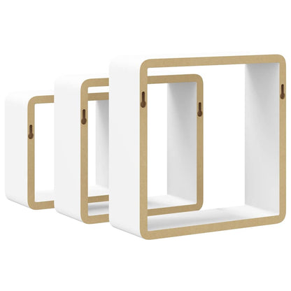 vidaXL Wall Cube Shelves 3 pcs White MDF