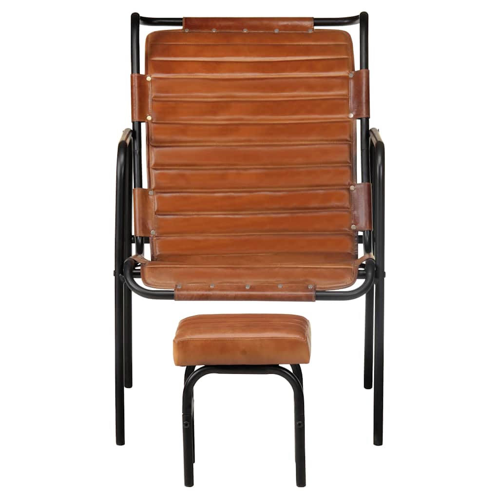 323728 vidaXL Relaxing Armchair with a Footrest Brown Real Leather