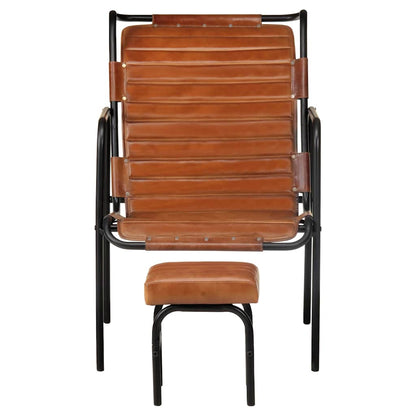323728 vidaXL Relaxing Armchair with a Footrest Brown Real Leather