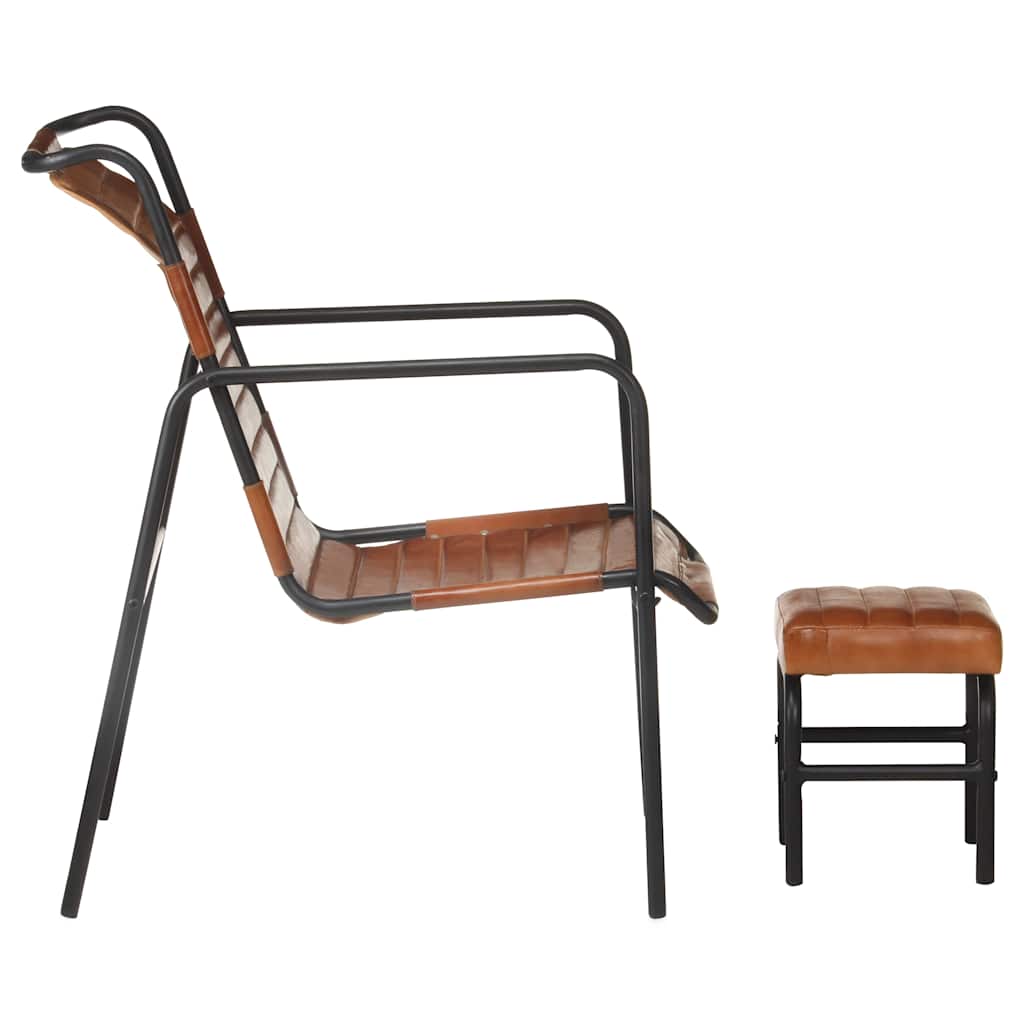 323728 vidaXL Relaxing Armchair with a Footrest Brown Real Leather