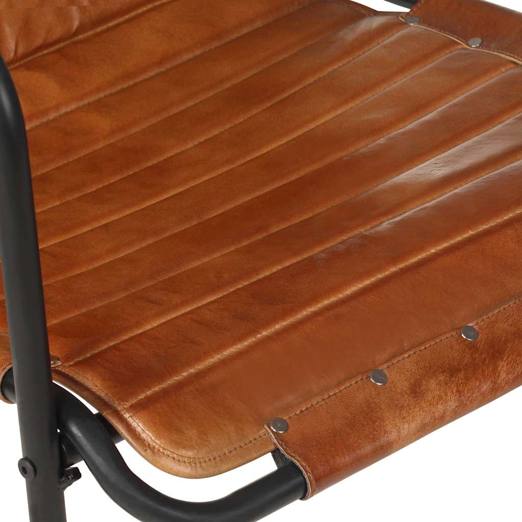 323728 vidaXL Relaxing Armchair with a Footrest Brown Real Leather