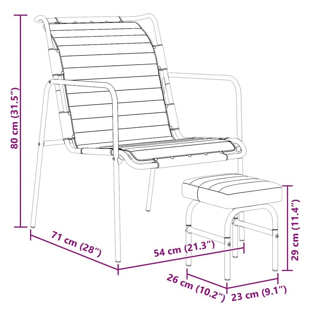 vidaXL Relaxing Armchair with a Footrest Black Real Leather