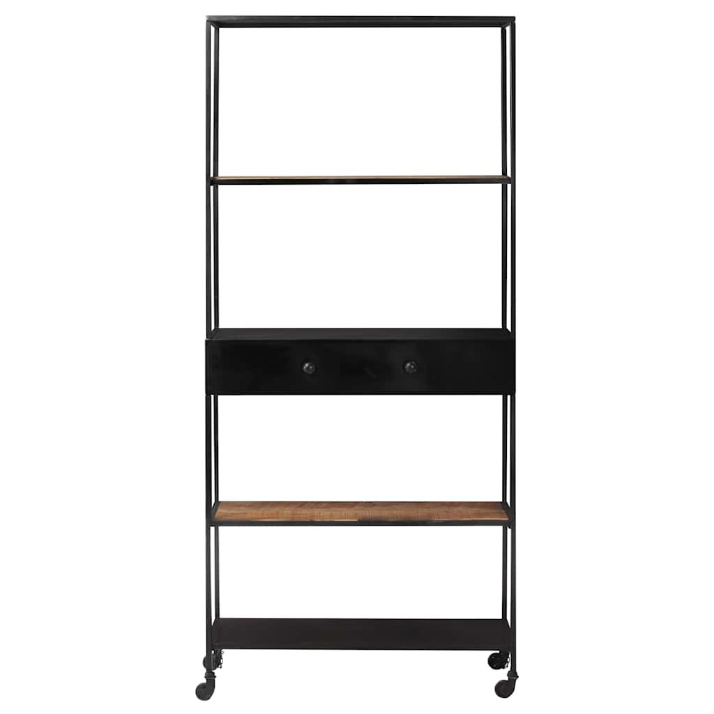 vidaXL Book Cabinet 80x35x180 cm Rough Mango Wood & Iron