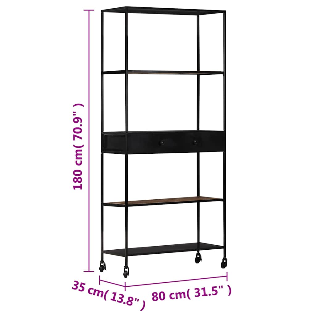 vidaXL Book Cabinet 80x35x180 cm Rough Mango Wood & Iron