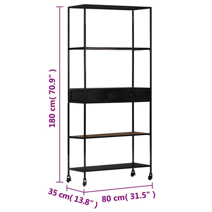 vidaXL Book Cabinet 80x35x180 cm Rough Mango Wood & Iron
