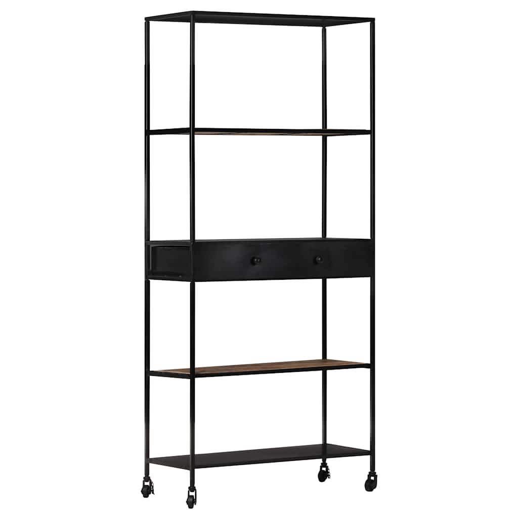 vidaXL Book Cabinet 80x35x180 cm Rough Mango Wood & Iron