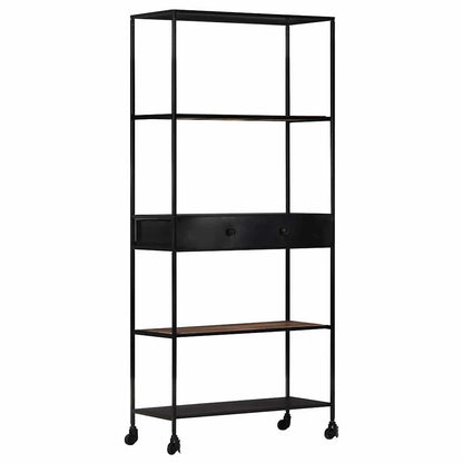vidaXL Book Cabinet 80x35x180 cm Rough Mango Wood & Iron