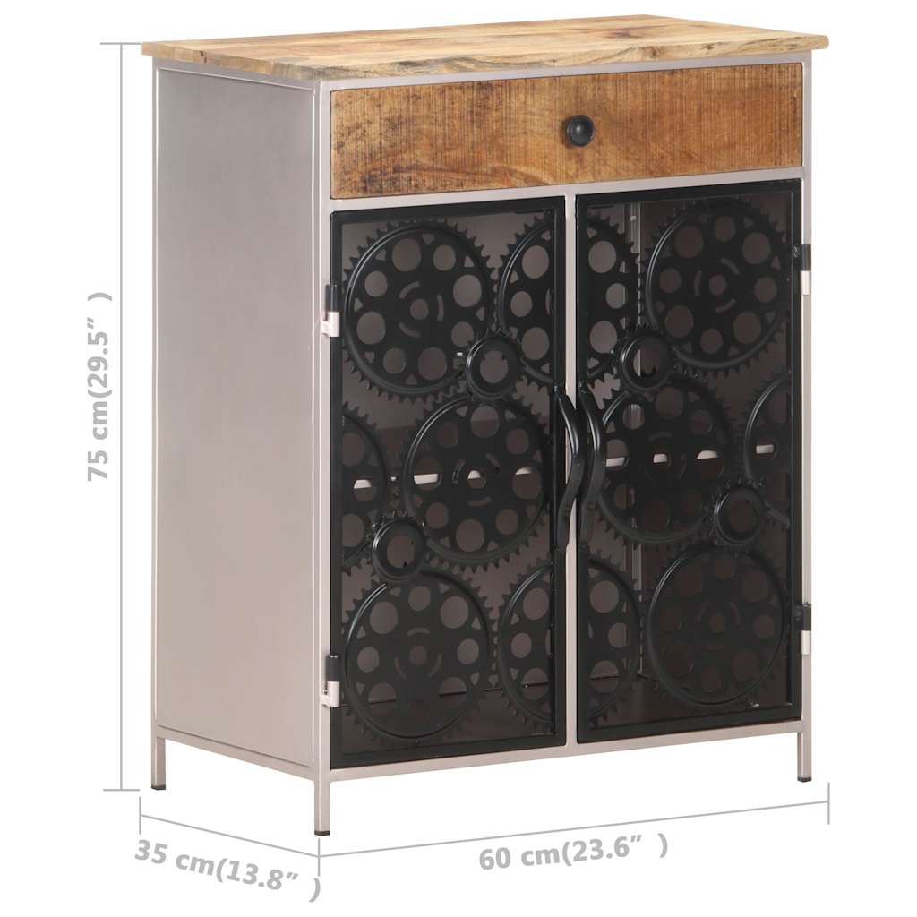 323736 vidaXL Sideboard 60x35x75 cm Rough Mango Wood & Iron