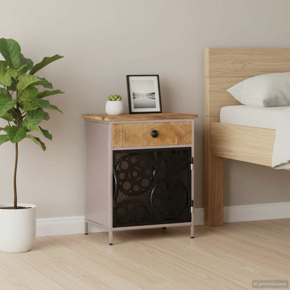 323738 vidaXL Bedside Cabinet 40x30x50 cm Rough Mango Wood