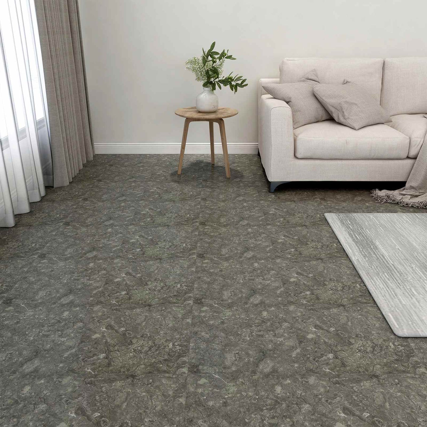 vidaXL Flooring Planks 5.11 m² 55 pcs PVC Gray and White