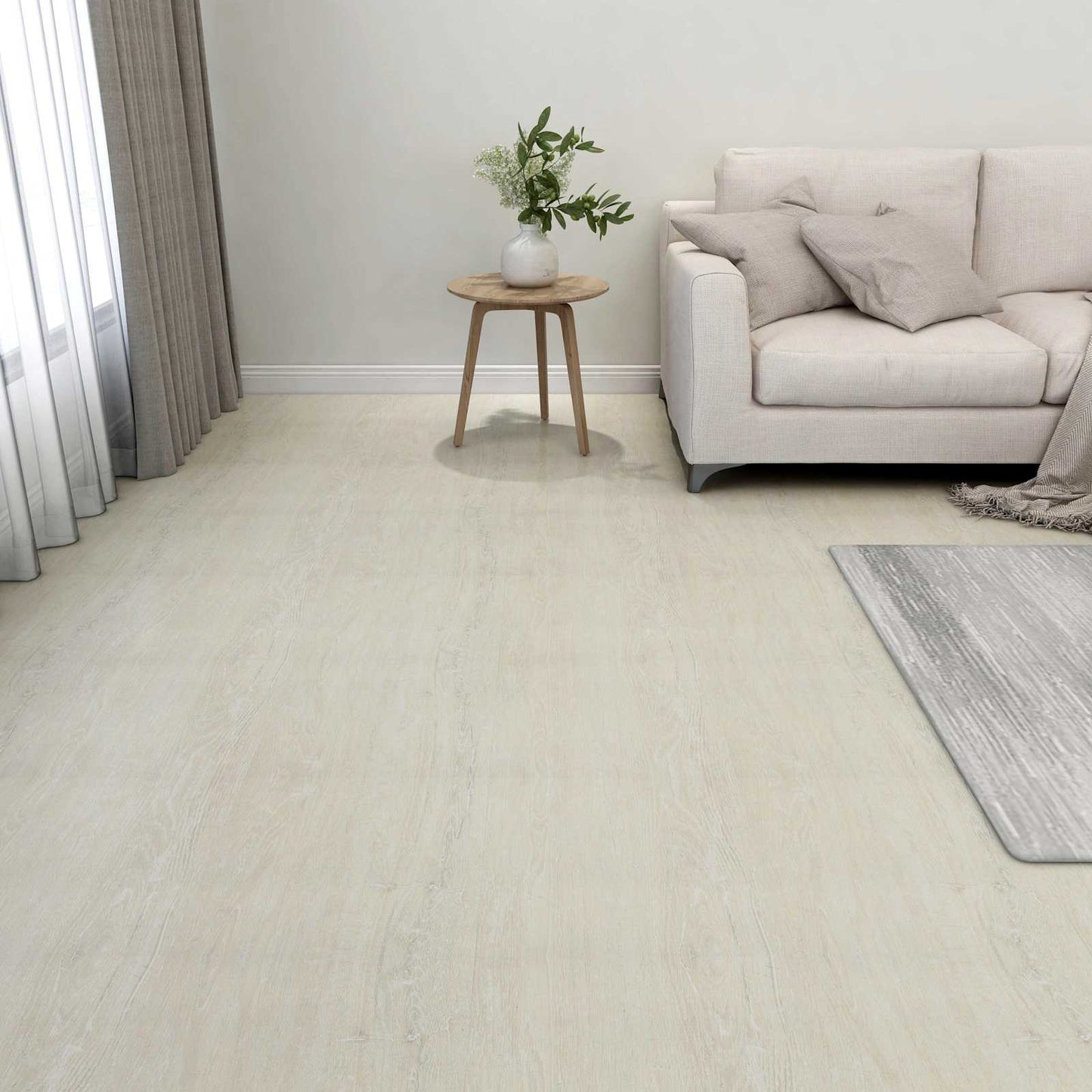 vidaXL Flooring Planks 5.11 m² 55 pcs PVC Cream White