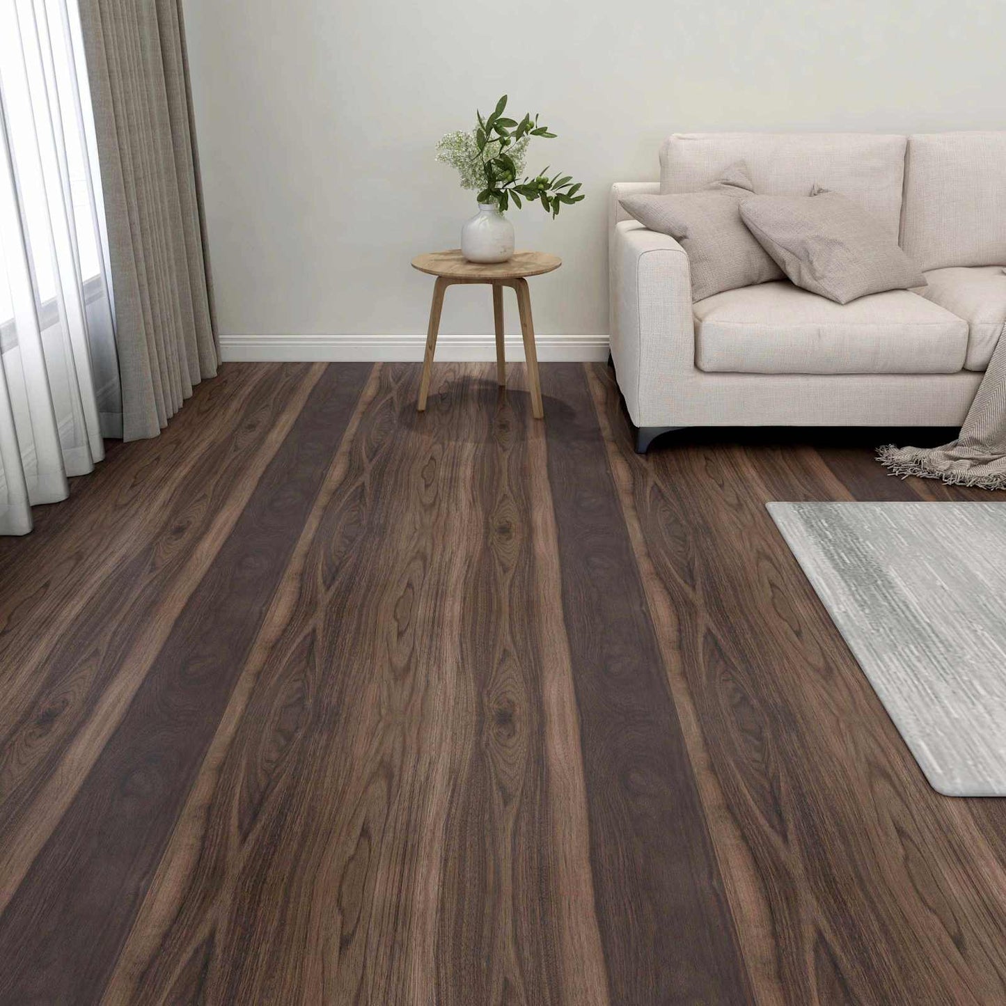 vidaXL Flooring Planks 55 pcs Dark Brown 5.11 m² PVC