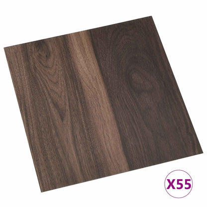 vidaXL Flooring Planks 55 pcs Dark Brown 5.11 m² PVC