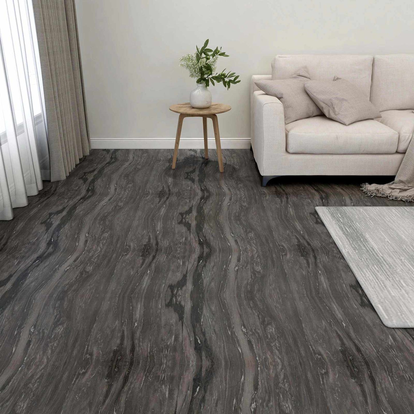 vidaXL Flooring Planks 55 pcs Dark Grey 5.11 m² PVC