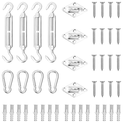 vidaXL 12 Piece Sunshade Sail Accessory Set Stainless Steel