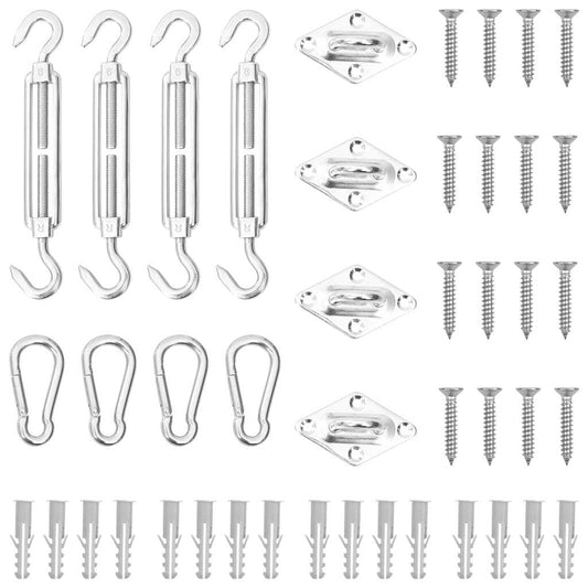 310241 vidaXL 12 Piece Sunshade Sail Accessory Set Stainless Steel