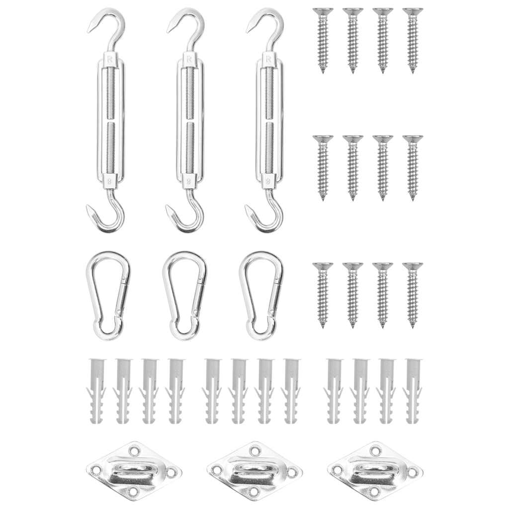 310242 vidaXL 9 Piece Sunshade Sail Accessory Set Stainless Steel