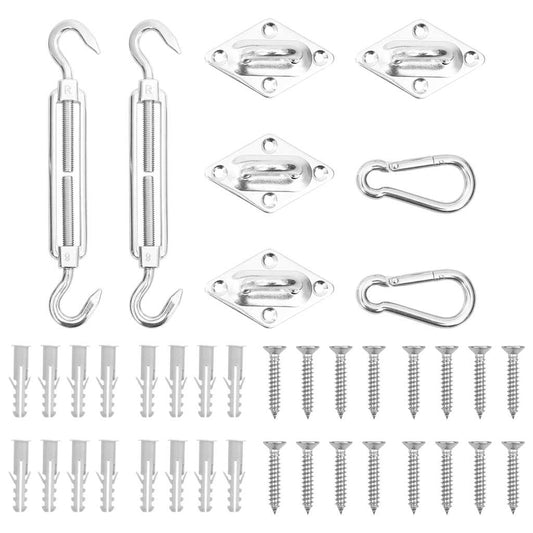 310243 vidaXL 8 Piece Sunshade Sail Accessory Set Stainless Steel