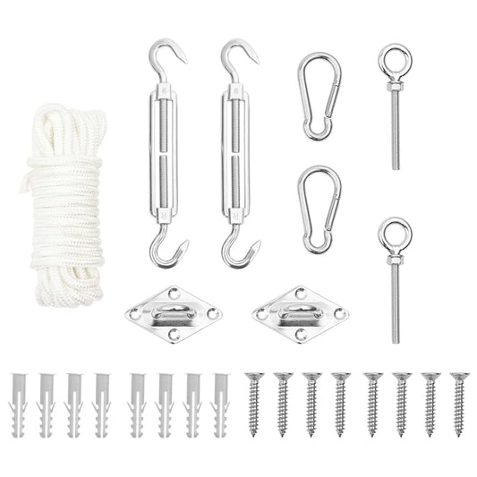310244 vidaXL 9 Piece Sunshade Sail Accessory Set Stainless Steel