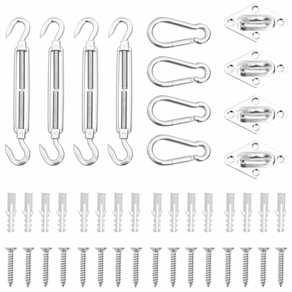 310245 vidaXL 12 Piece Sunshade Sail Accessory Set Stainless Steel