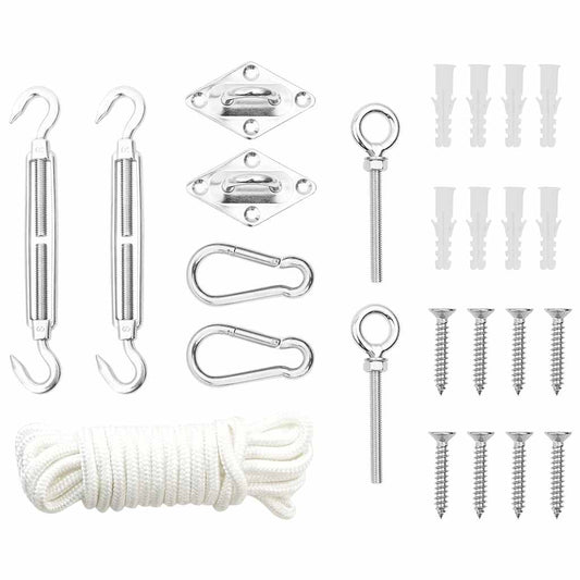 vidaXL 9 Piece Sunshade Sail Accessory Set Stainless Steel