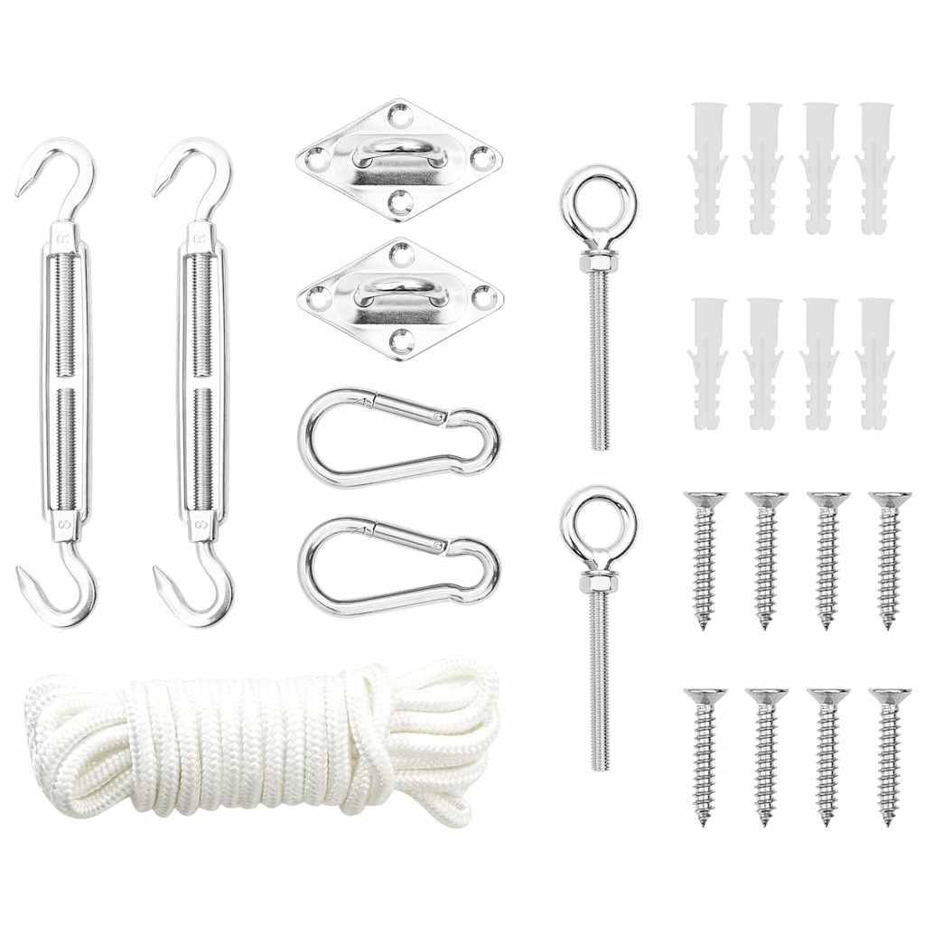 310248 vidaXL 9 Piece Sunshade Sail Accessory Set Stainless Steel