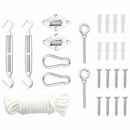 310248 vidaXL 9 Piece Sunshade Sail Accessory Set Stainless Steel