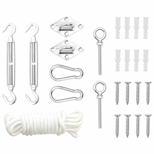 310248 vidaXL 9 Piece Sunshade Sail Accessory Set Stainless Steel