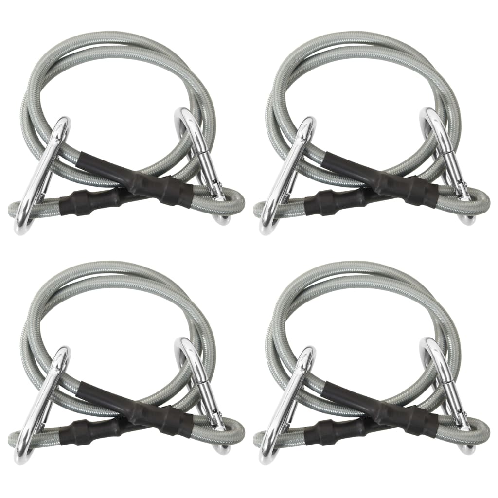 vidaXL Rope With Carabiner | Black and silver | Rubber | 70 cm long