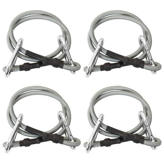 vidaXL Rope With Carabiner | Black and silver | Rubber | 70 cm long